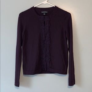 BR Fine Italian Merino Purple Clip On Cardigan